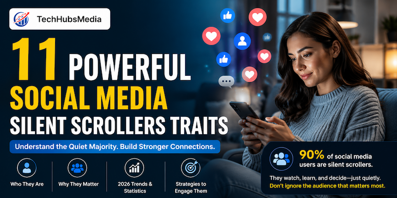 11 social media silent scrollers traits with TechHubsMedia featured image for 2026 guide